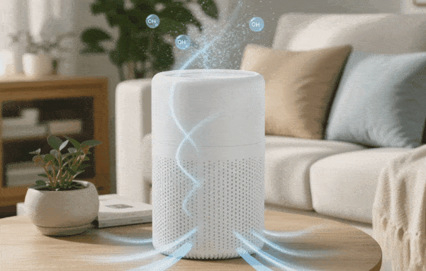 Impurities entering and pure air exiting the Coolizi PureAir Pro